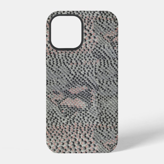 Coque iPhone Peau de serpent grise et rose douce (Verso)