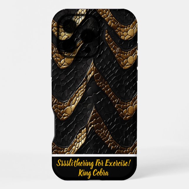 Coque iPhone Peau de serpent : noir et or complexes (Verso)