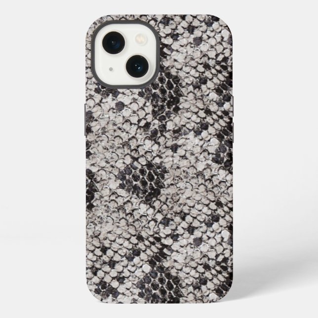 Coque iPhone Peau de serpent noire et grise (Verso)