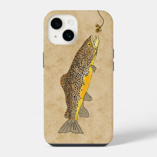 Coque Pour iPhone 14 Pêche à la mouche truite Brown