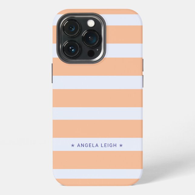 Coque iPhone Pêche moderne et bandes de cabane bleu-blanc (Dos)