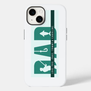 Coque Pour iPhone 14 Pêche Papa Noms Personnalisés Enfants Message Fête