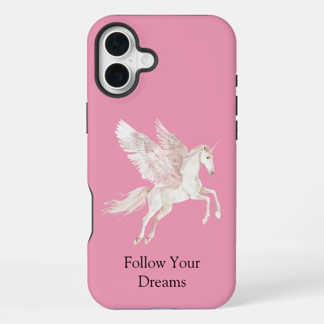 Coque iPhone Pégase Cheval Rose Blanc Rougeâtre (Verso)
