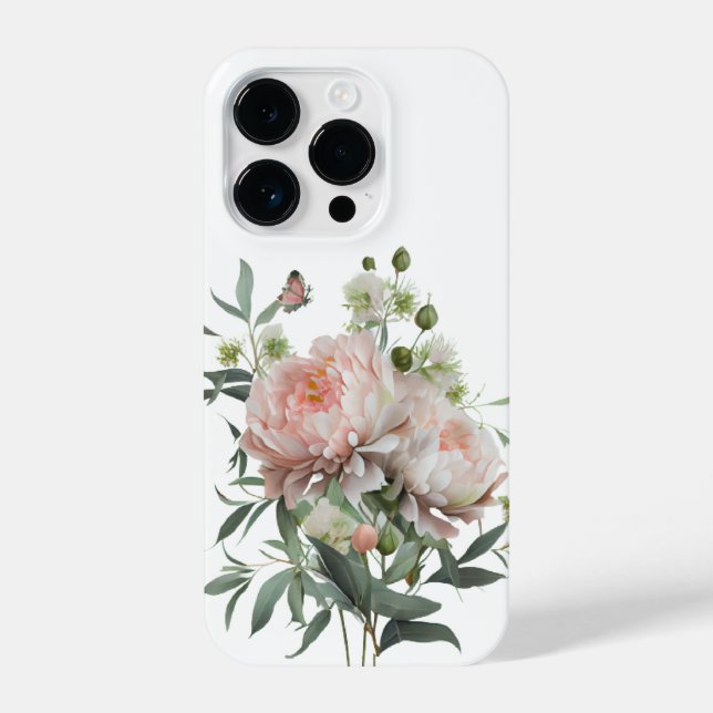 Coque iPhone Peine rose pâle délicate avec papillon (Verso)