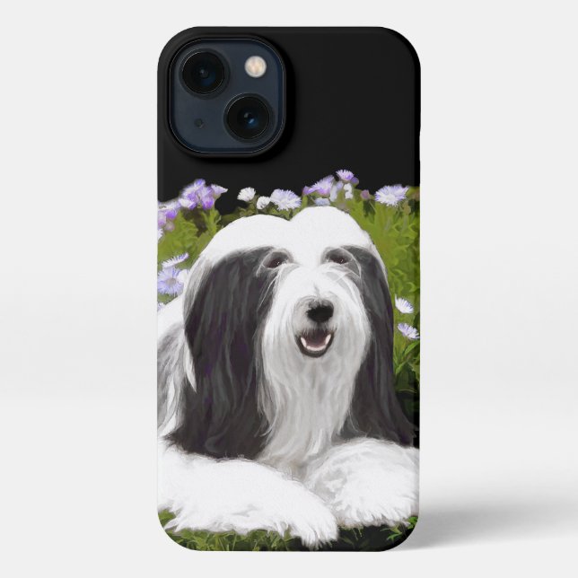 Coque iPhone Peinture à collie à poils - Joli art original de c (Verso)
