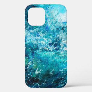 Coque iPhone 12 Peinture à l'huile abstraite montrant des vagues