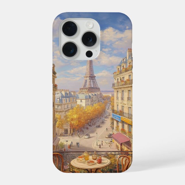 Coque iPhone Peinture à l'huile avec vue romantique sur un balc (Verso)
