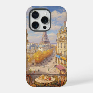 Coque iPhone 15 Pro Peinture à l'huile avec vue sur balcon romantique