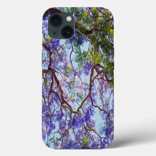Etui iPhone 13 Peinture à l'huile d'arbre de Jacaranda violet, Co
