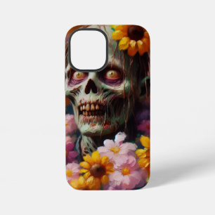 Coque iPhone 12 Mini Peinture à l'huile de zombie dans un champ de fleu