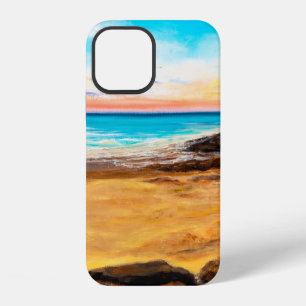 Coque iPhone 12 peinture à l'huile d'un beau coucher de soleil dor