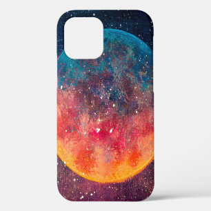 Coque iPhone 12 Peinture à l'huile fantastique belle grande planèt
