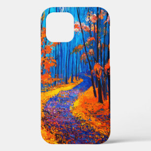 Coque iPhone 12  peinture à l'huile montrant belle forêt d'automne