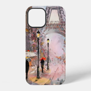 Coque iPhone 12 peinture à l'huile sur toile, vue de rue de Paris.