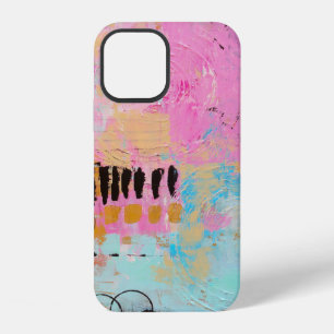 Coque iPhone 12 Peinture abstraite blanche et rouge
