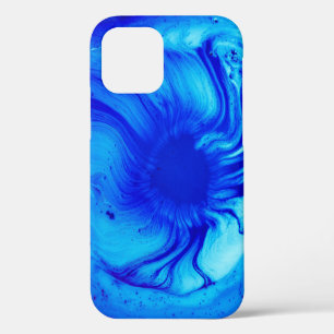 Coque iPhone 12 Peinture abstraite bleue et turquoise