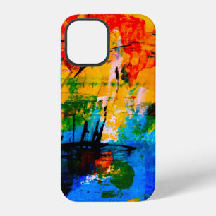 Coque iPhone 12 Peinture abstraite sur mur de béton. illustration.