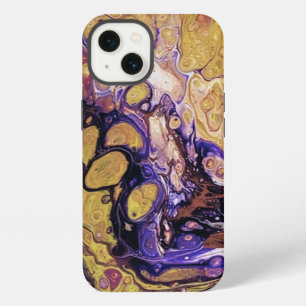 Etui iPhone 13 Peinture abstraite violette et or