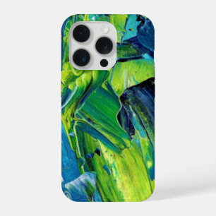Coque iPhone 15 Pro Peinture acrylique abstraite en bleu