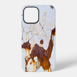 Coque iPhone 12 Peinture blanche fêlée, voiture rouillée.