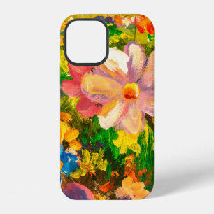 Coque iPhone 12 Peinture Clairière de grandes fleurs sauvages colo