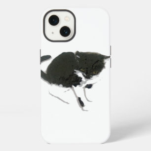 Etui iPhone 13 Peinture de chat noir et blanc Kitty
