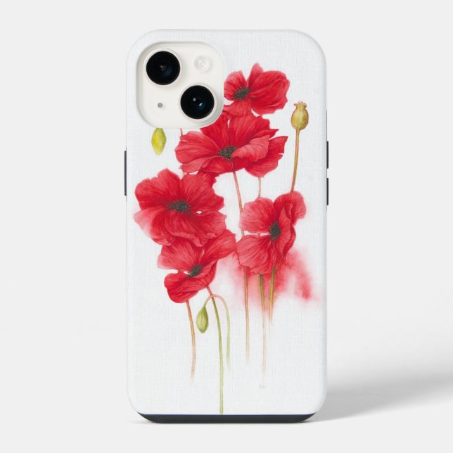 Coque iPhone Peinture de coquelicot rouge sur fond blanc  (Verso)