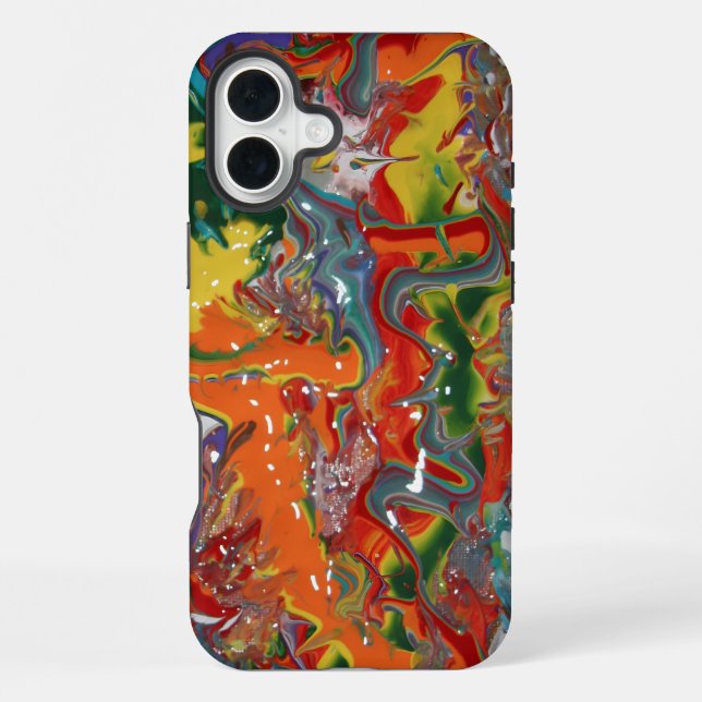 Coque iPhone Peinture de flux couleur arc-en-ciel (Verso)
