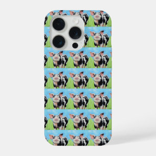 Coque iPhone 15 Pro Peinture de petit cochon heureux