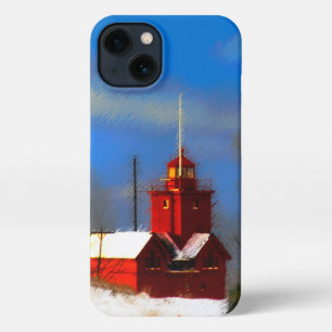 Etui iPhone 13 Peinture de phare rouge - Art original