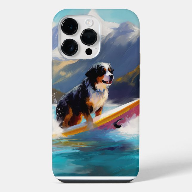 Coque iPhone Peinture de surf sur la plage de montagne bernoise (Verso)