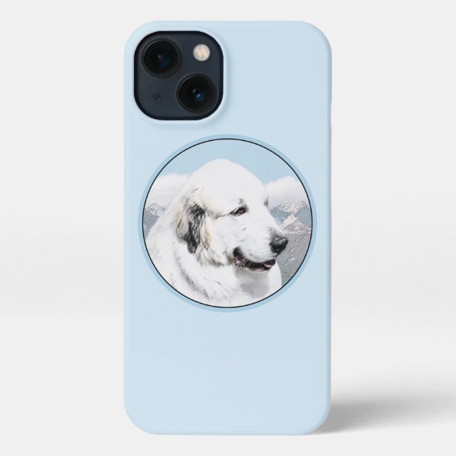 Coque iPhone Peinture des Pyrénées - Art original du chien (Verso)