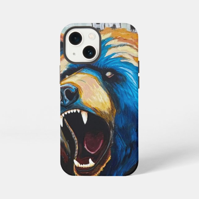 Coque iPhone Peinture d'ours grizzly - Art animalier (Verso)
