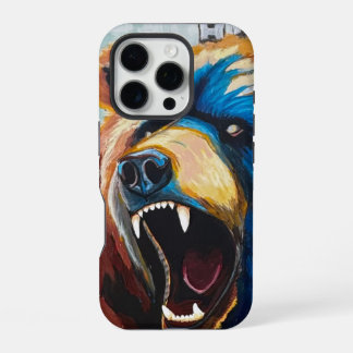 Coque iPhone 16 Pro Peinture d'ours grizzly - Art animalier