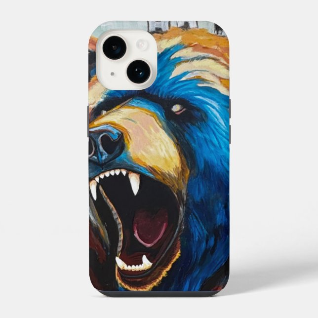 Coque iPhone Peinture d'ours grizzly - Art faunique (Verso)