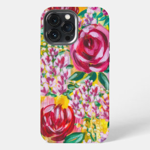 Etui iPhone 13 Pro Max Peinture florale acrylique dessinée à la main  
