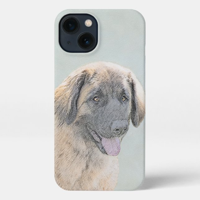 Coque iPhone Peinture Leonberger - Joli art original chien (Verso)