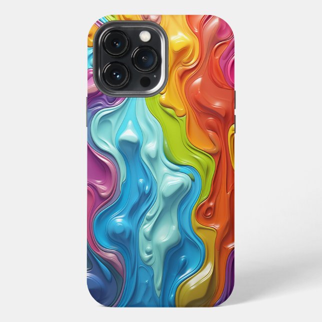Coque iPhone Peinture Liquide Multicolore Abstraite (Verso)