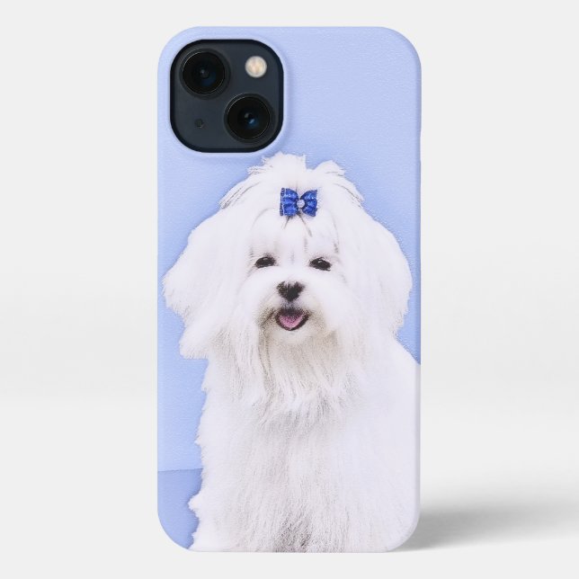 Coque iPhone Peinture maltaise - Joli art original pour chien (Verso)
