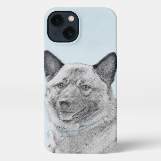 Coque iPhone Peinture norvégienne Elkhound - Art original Chien (Verso)