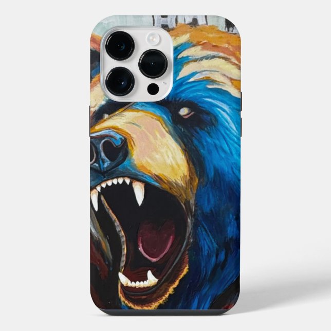Coque iPhone Peinture Ours Grizzly - Art Animalier (Verso)