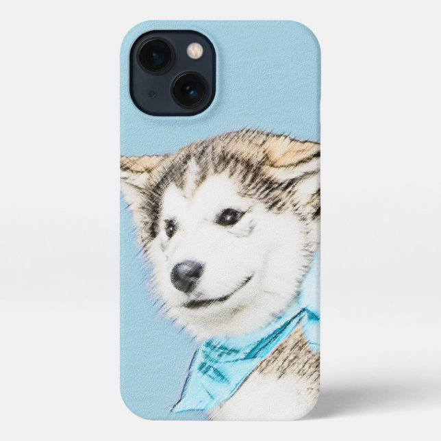 Coque iPhone Peinture Sibérienne Husky Puppy - Art Chien origin (Verso)
