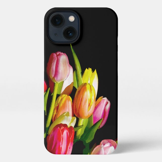 Coque iPhone Peinture Tulip - Art Fleur original (Verso)