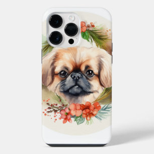 Coque Pour Pour iPhone 14 Pro Max Pékinois Couronne de Noël Chien de fête