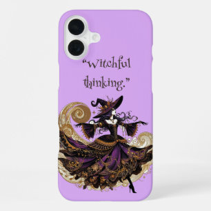 Coque iPhone 16 Plus Pensée Magique Violet Fantomatique et Méchant Art