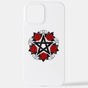 Coque iPhone 12 Pro Max Pentagramme aux roses rouges