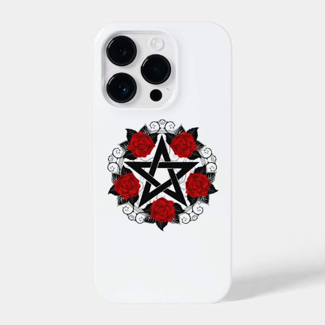 Coque iPhone Pentagramme aux roses rouges (Verso)