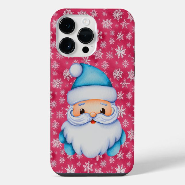 Coque iPhone Père Noël Bleu Drôle (Verso)
