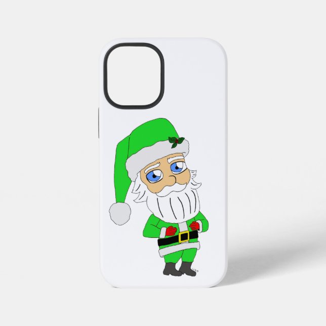 Coque iPhone Père Noël chibi en costume vert (Verso)