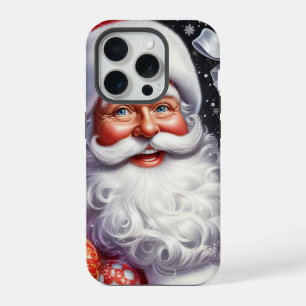Coque iPhone 15 Pro Père Noël classique avec cadeau et décorations